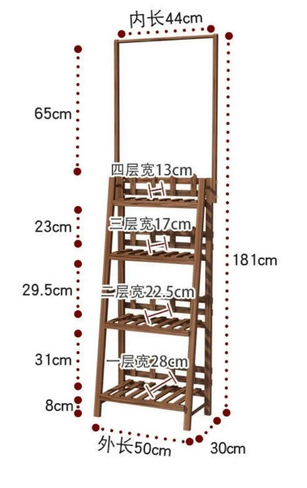 everythingbamboo - Vente Supports de plantes - Étagère porte-plante en pin massif avec barre suspendue, décor jardin intérieur et extérieur12