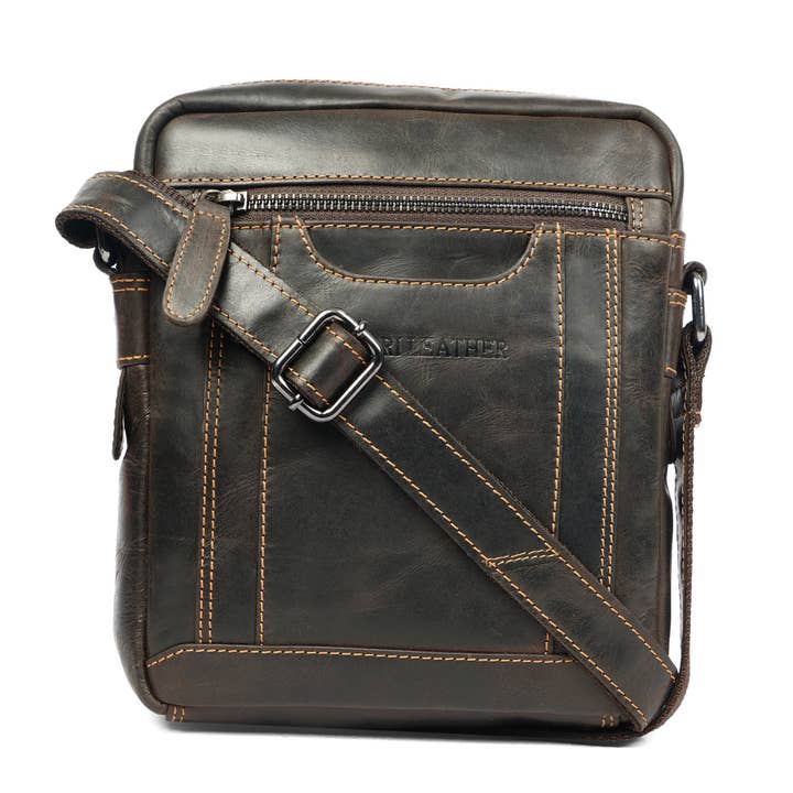 Asheville Leather Messenger Bag – Unisex – Brown for wholesale by Minori Leather