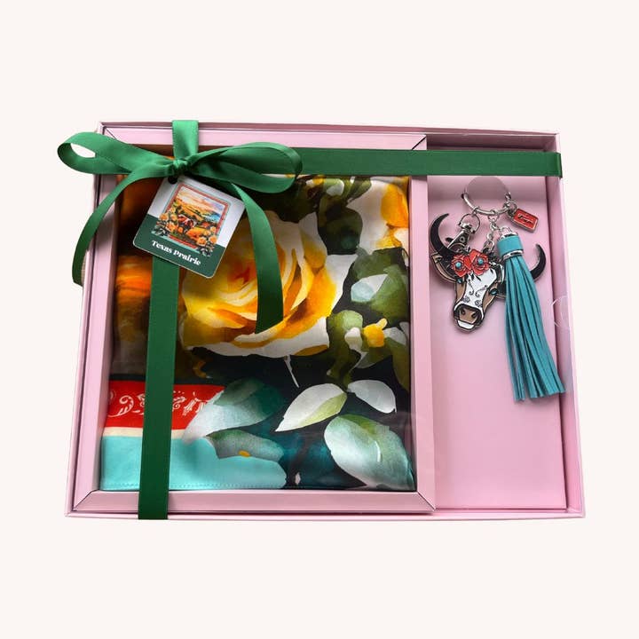 Texas Prairie Silk Scarf-Keychain Gift Set for wholesale by Sophisticated Country Lady