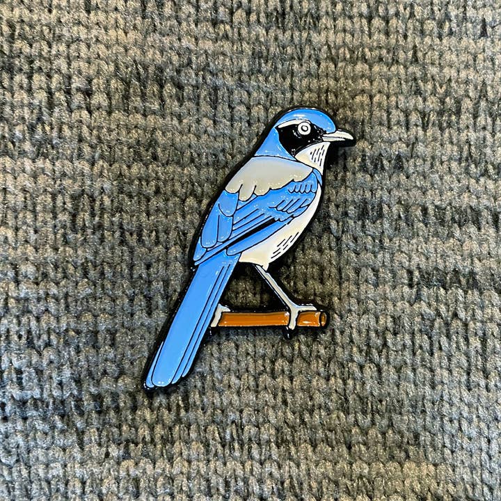 Green Bird Press - Wholesale Lapel Pin/Button - California Scrub Jay Enamel Pin