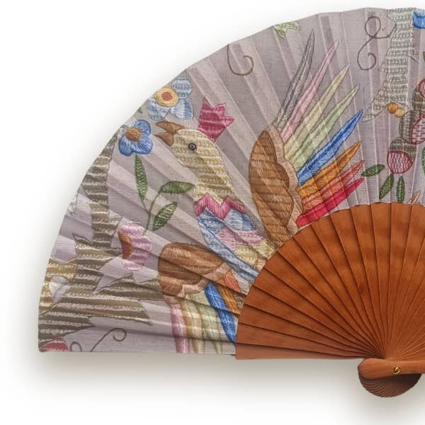 Terra Lusa - Wholesale Handheld Folding Fan - Embroidered Fan from Castelo Branco - Phoenix2