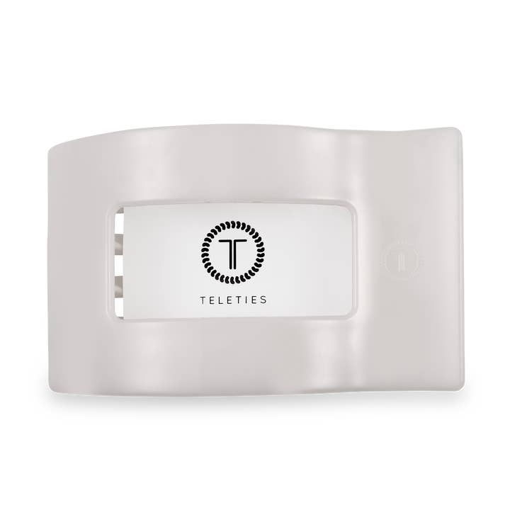 TELETIES - Wholesale Hair Clip - Women's - Flat Rectangle Hair Clip | Large | Coconut White1