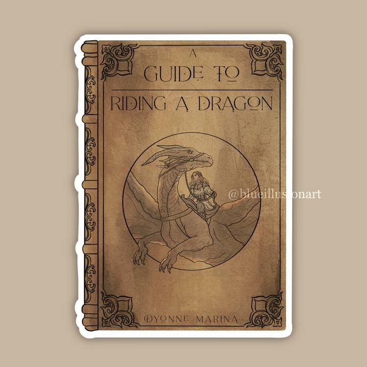 Een gids voor het berijden van een draak | Enkele sticker for wholesale by Blue Illusion Art