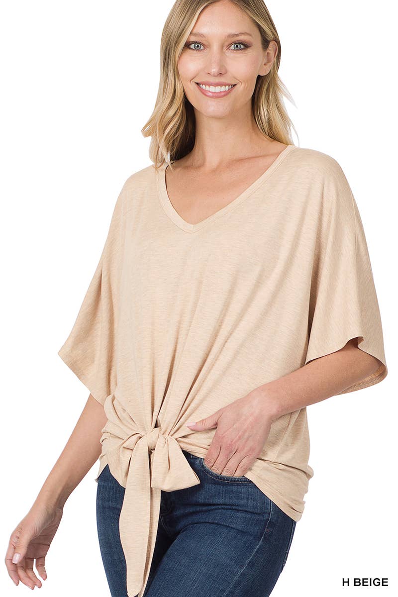 42POPS - Wholesale Tunic - Women's - ,..._ SI-18787 LUXE RAYON V-NECK TIE FRONT TOP9