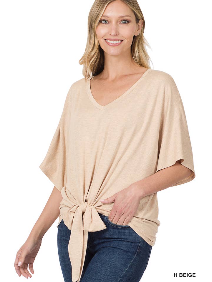 42POPS - Wholesale Tunic - Women's - ,..._ SI-18787 LUXE RAYON V-NECK TIE FRONT TOP9