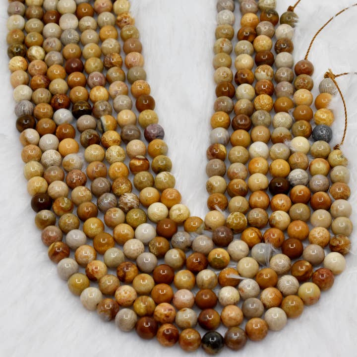 AK Healing Crystals – Großhandel Perlenarmband – Runde Korallenperlen aus fossilen Korallen, Kristallperlenschmuck 4-10 mm1