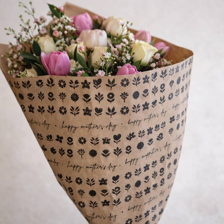 Happy Mother's Day Modern | 25 Flower Wraps for wholesale by Red Barn Canvas