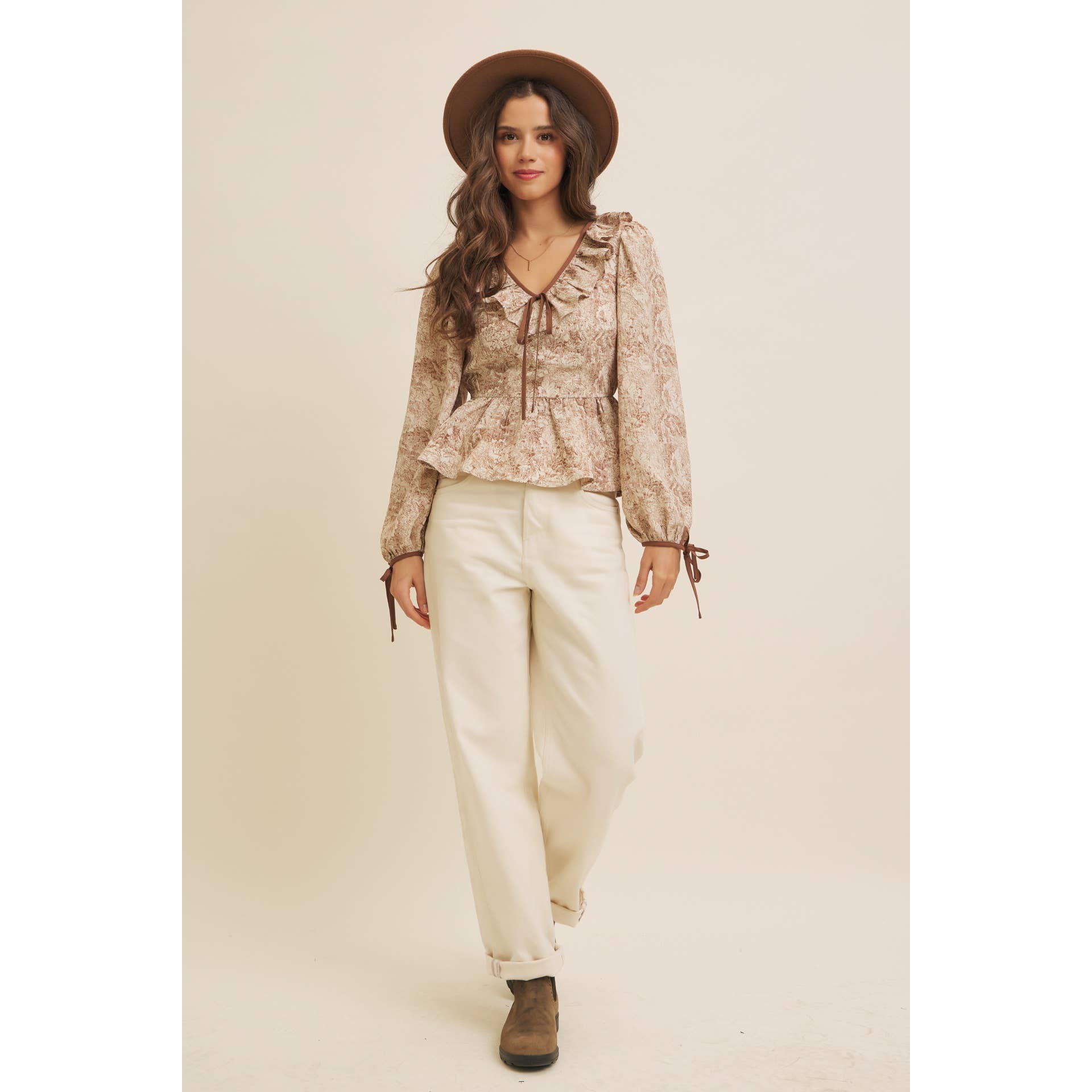 in february - Wholesale Blouse - Women's - TOILE PRINTED BABYDOLL BLOUSE WITH BALLOON SLEEVES22