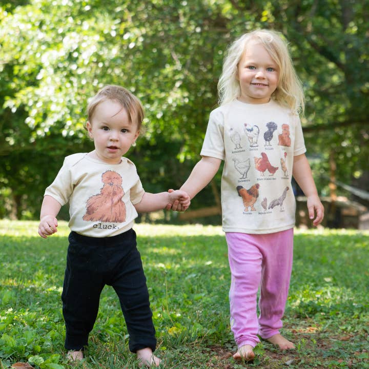 Barefoot Baby - Wholesale Screen Printed T-Shirt - Kids - Chicken Breeds Country Farm Western Apparel Unisex Clothing