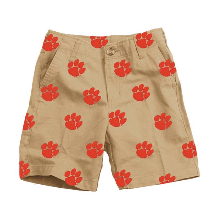 Wes & Willy Clemson Tigers Boy's Embroidered Twill Short for wholesale by Wes and Willy