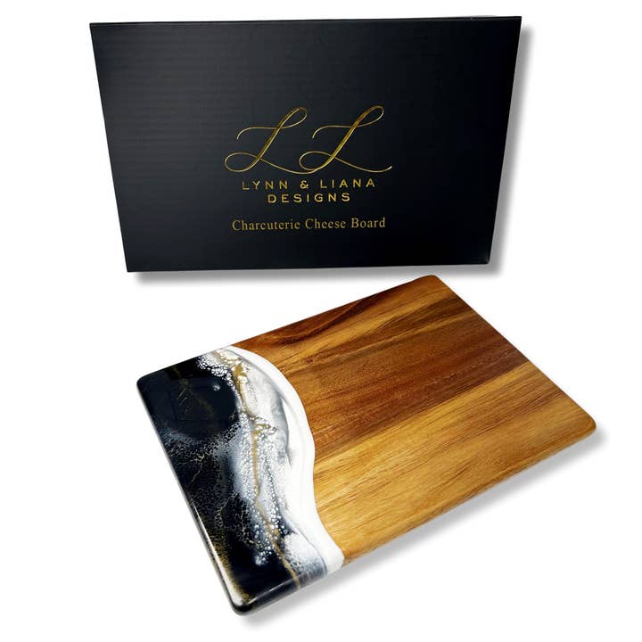Lynn & Liana Designs - Wholesale Cheese Board - Wood and Resin Date Night Cheese Board / Charcuterie Board