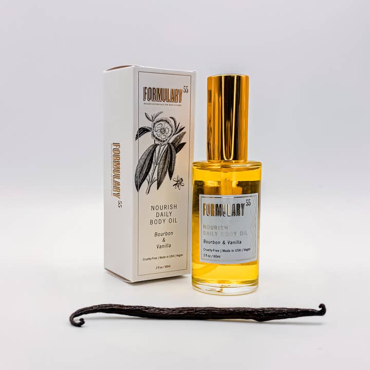 NIEUW Bourbon & Vanille - Voedende Dagelijkse Lichaamsolie (2oz) voor wholesale door Formulary 55