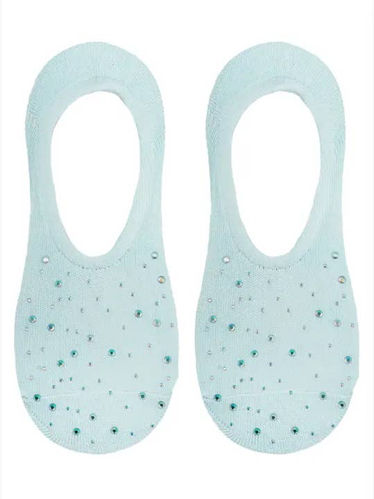 No-Show Liner Socks w/ Crystal Jewel Embellishments - Blue for wholesale by Living Royal