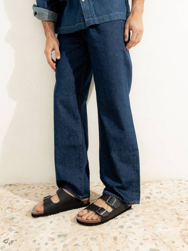 GENUINS - Wholesale Sandals - Men's - HAWAII OILED LEATHER BLACK
