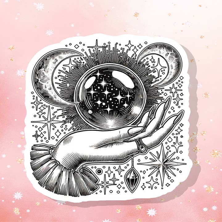 Psykisk Krystalkugle Månehånd Vinylklistermærker Heksehånd for engroshandel hos London Luxury Candles