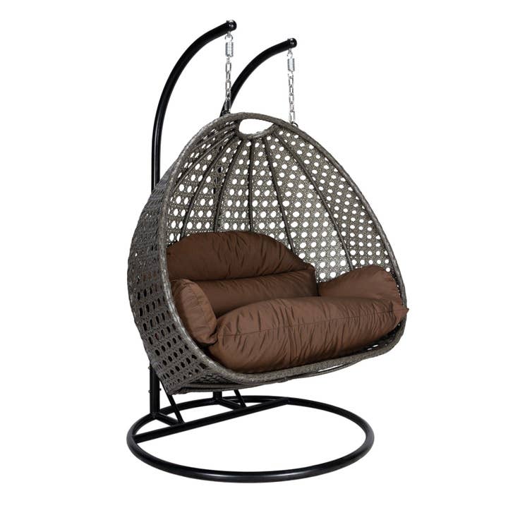 LeisureMod - Wholesale Egg Chair - Modern Charcoal Wicker Hanging Double Seater Egg Swing Chair31