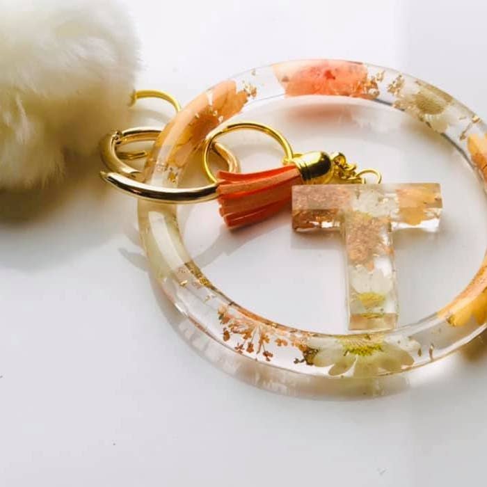 Orange blommig nyckelring armband armband Set för wholesale av Shop Drip Express