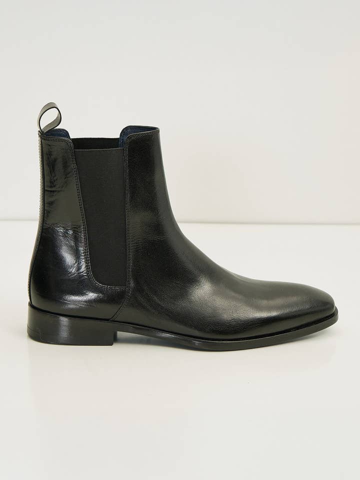 Men's All Leather Essential Chelsea Boot - Black Buffalo for wholesale by Ron Tomson