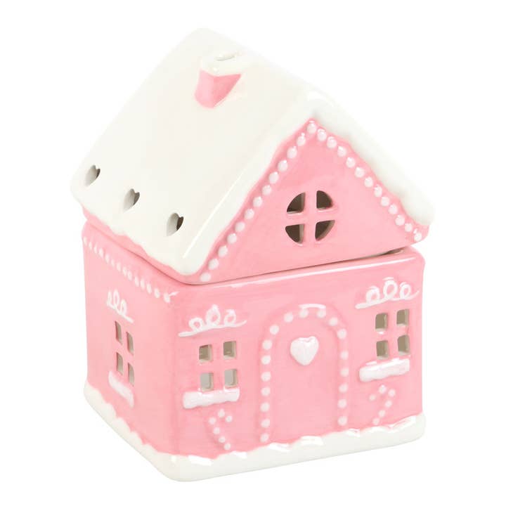 Something Different Wholesale - Wholesale Oil Warmer - Pink Gingerbread House Christmas Oil Burner2