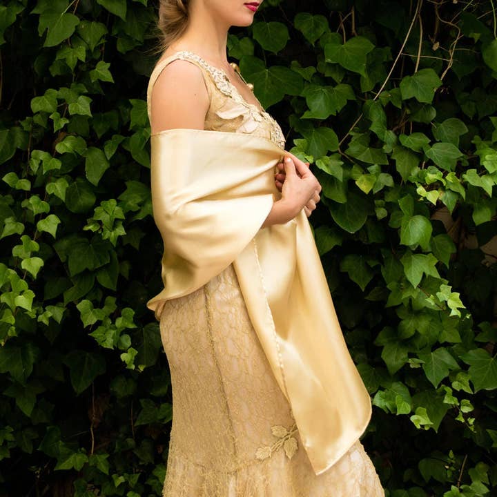 BridalSpain - Wholesale Wrap - Women's - Gold Satin Scarf Wrap Shawl for Weddings and Prom2