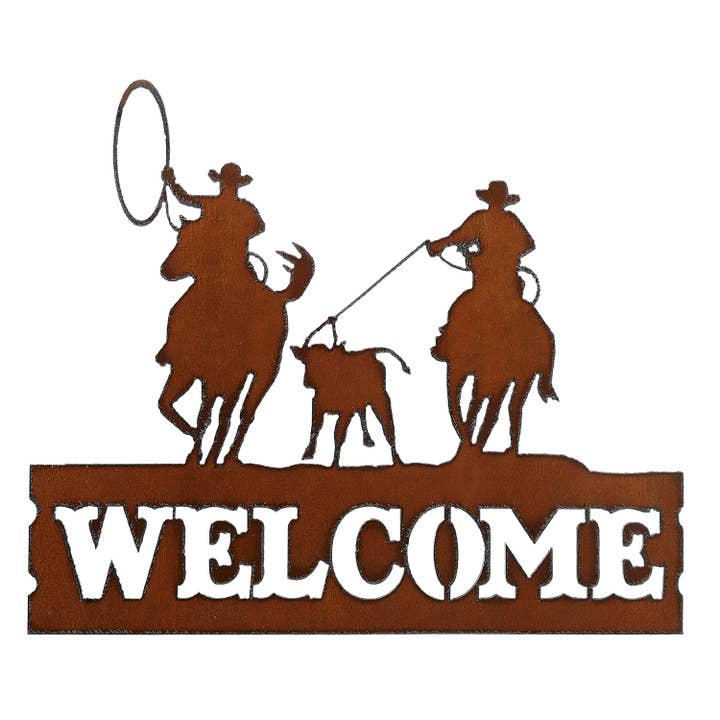 Team Roper Horizontal Welcome Sign for wholesale by Rustic Ironwerks
