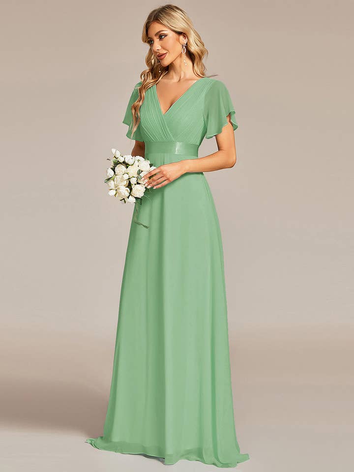 Ever-Pretty - Wholesale Gown – Women's - Double V-Neck Ruffles Chiffon Bridesmaid Dress72