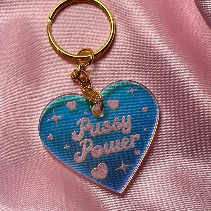 ShlemonArt - Wholesale Keychain - Women's - Pussy Power Iridescent Acrylic Keychain