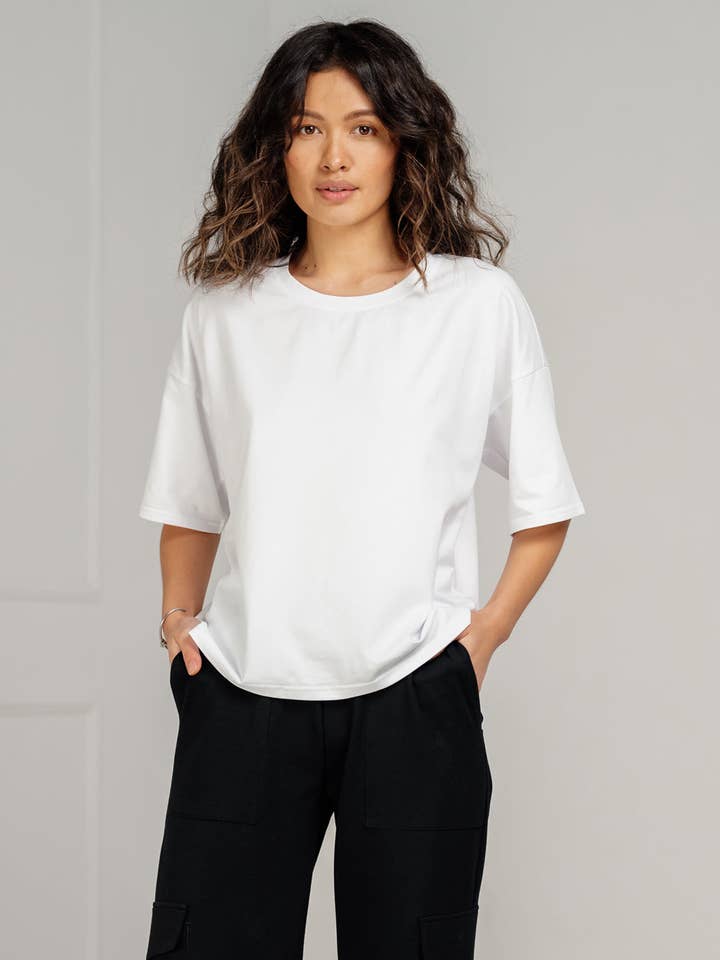 White oversize t-shirt for wholesale by Azuri Fashion Group