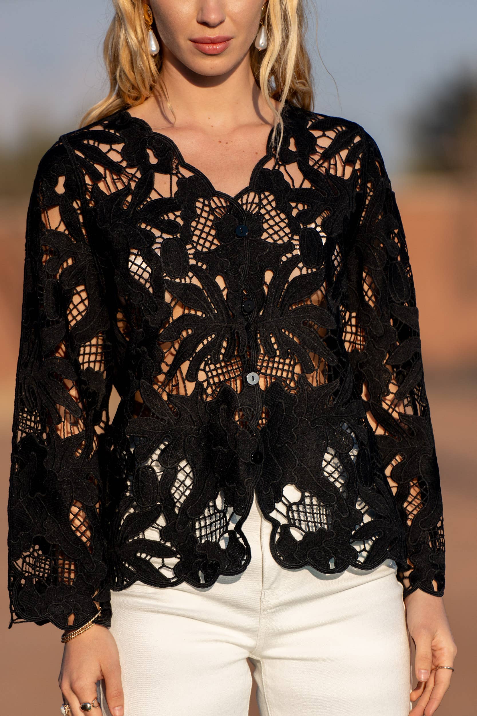 CHOKLATE PARIS - Vendita all'ingrosso Camicia button down - Donna - Cardigan Chiara in pizzo macramé - 8104310