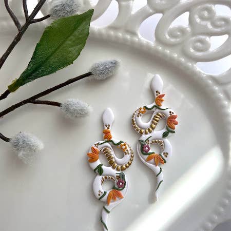 Everything Ky and I - Wholesale Dangle Earrings - Spring Floral Handmade Polymer Clay Snake Dangle Earrings1