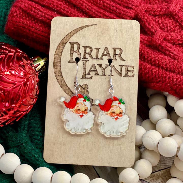 Briar layne - Wholesale Dangle Earrings - Vintage Santa Clause Christmas Holiday Earrings0