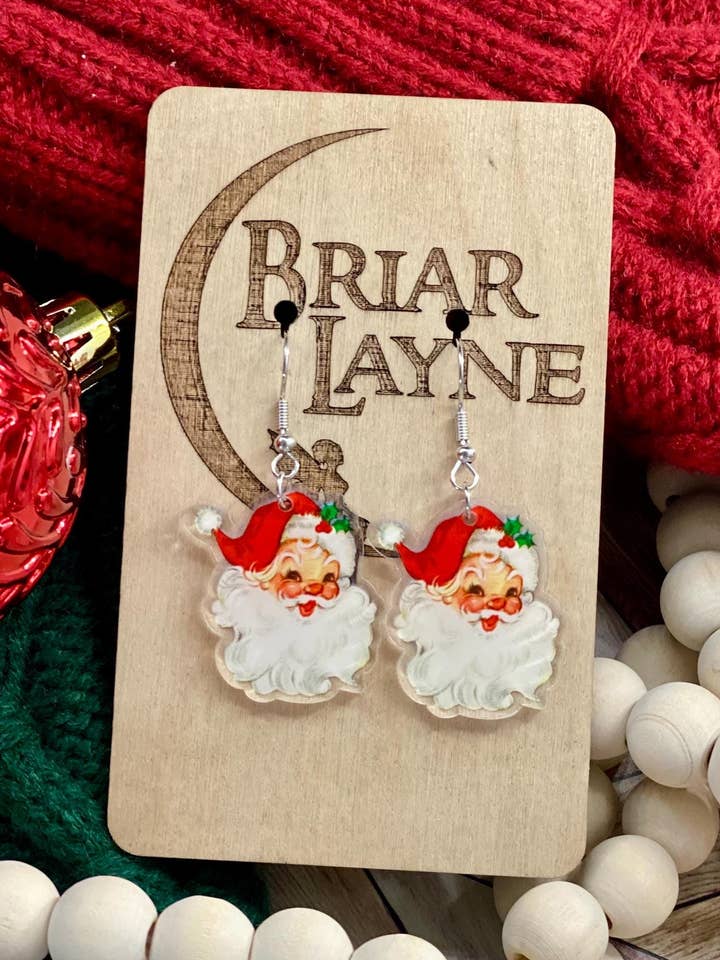 Vintage Santa Clause Christmas Holiday Earrings for wholesale by Briar layne