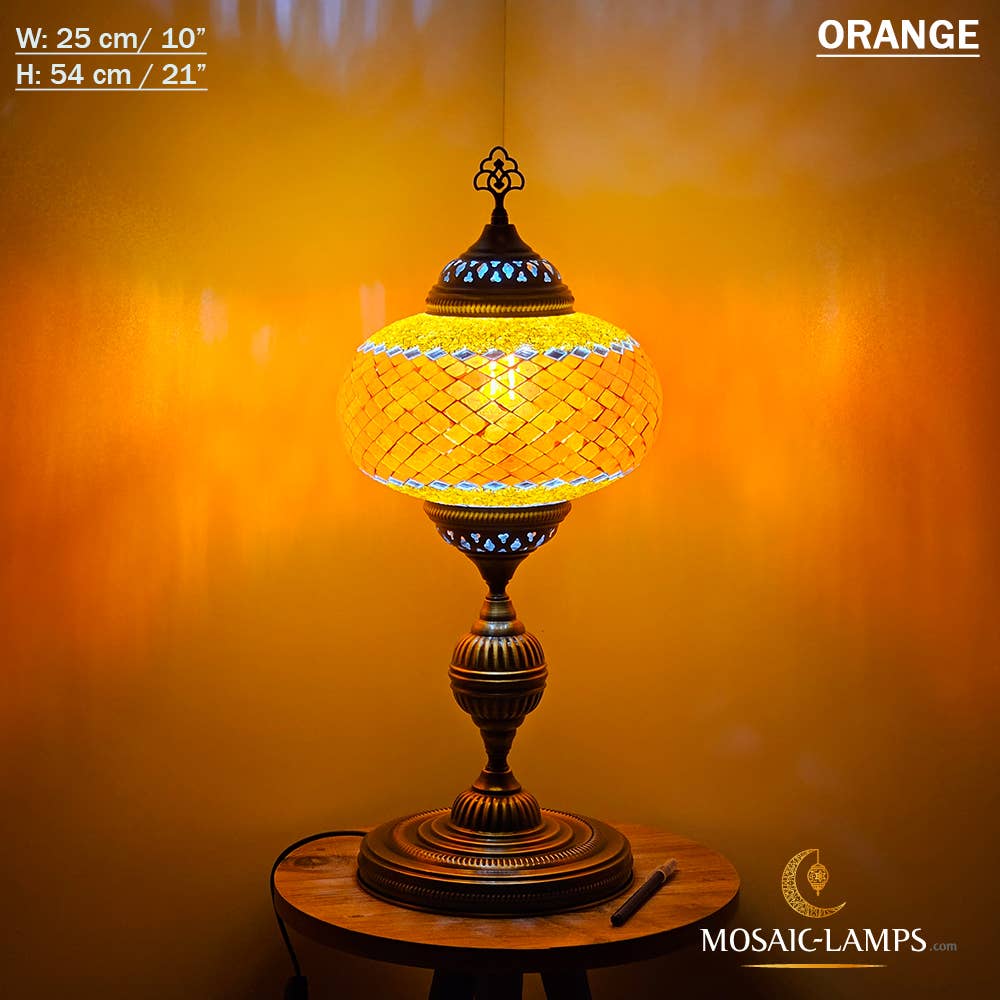 Mosaic Lamps - Wholesale Accent/Desk Lamp - 10+ Colors - Turkish Mosaic X Large Globe Table Lamp, Marrak54