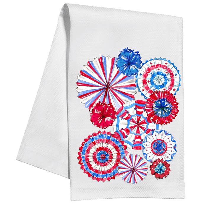 Torchon de cuisine Patriotic Pinwheels peint à la main pour la vente par RosanneBeck Collections