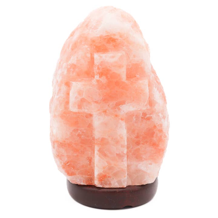 Natural Cross Engraved Pink Himalayan Salt Lamp 6-8 Lbs for wholesale by Himalayan Secrets
