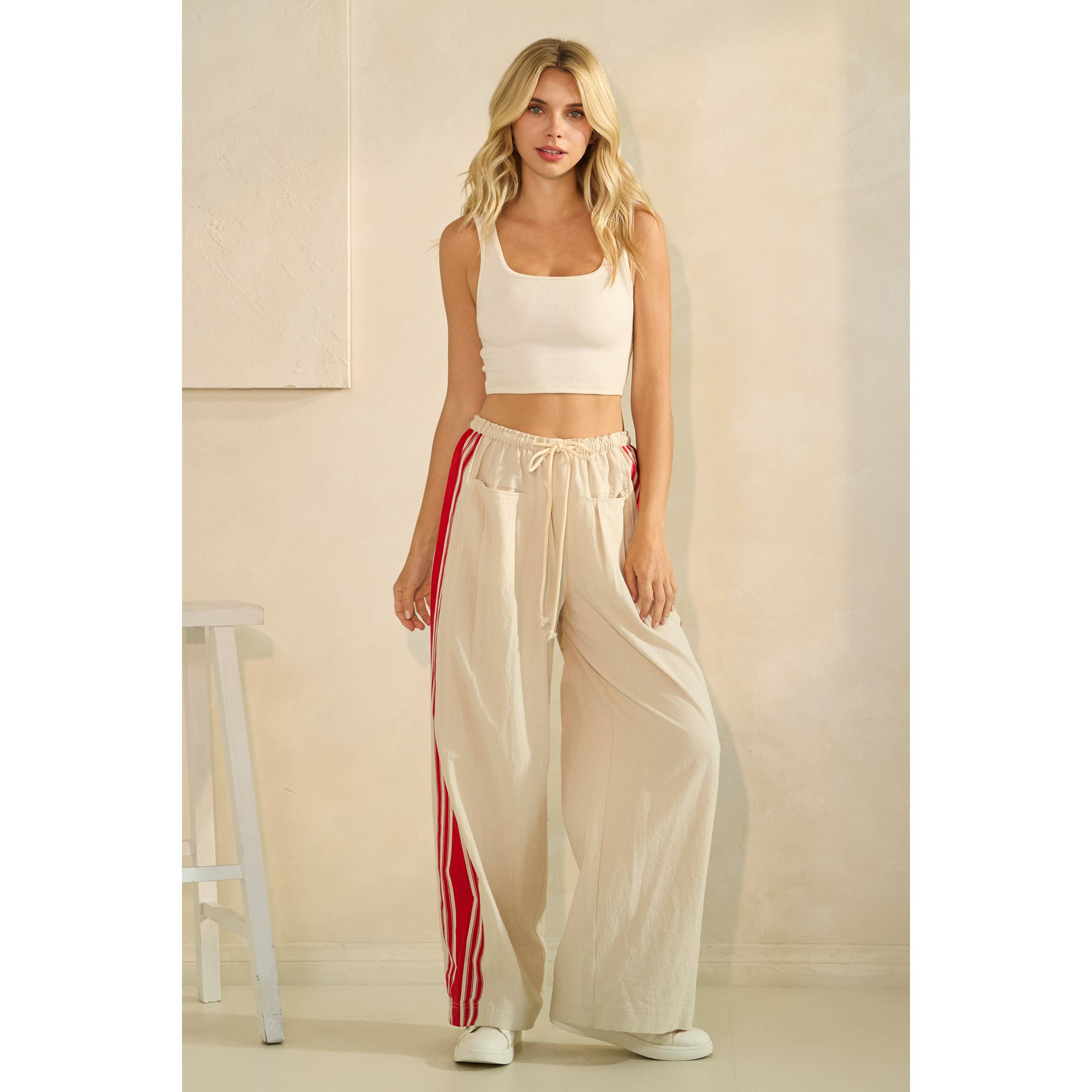 Ivory Sport Striped Wide Legged Pants for wholesale on Faire2
