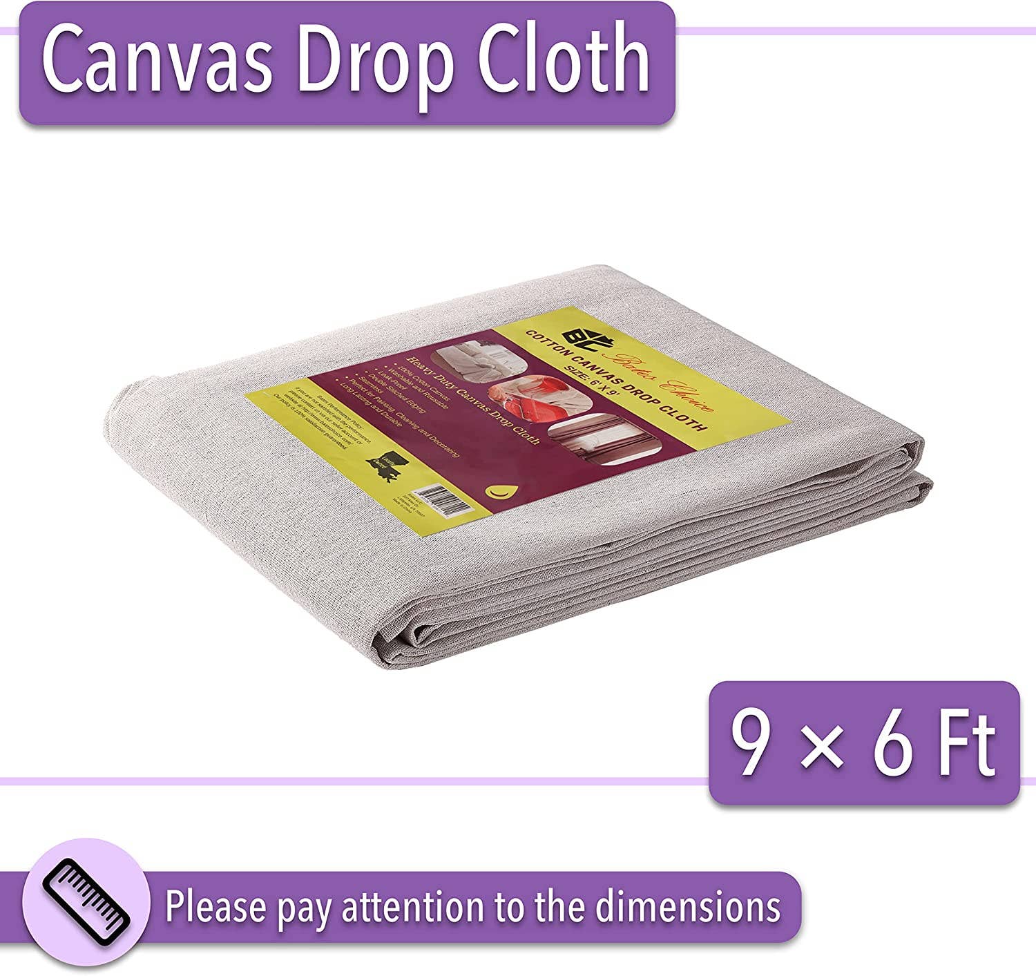 Bates Choice - Wholesale Craft Supplies - Bates- Drop Cloth, Canvas Drop Cloth 9x12, Canvas Tarp1