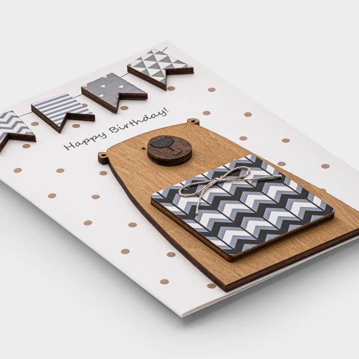 3D Handmade Birthday Card – Bear With Present Greetings Gift for wholesale by PESKOVOI