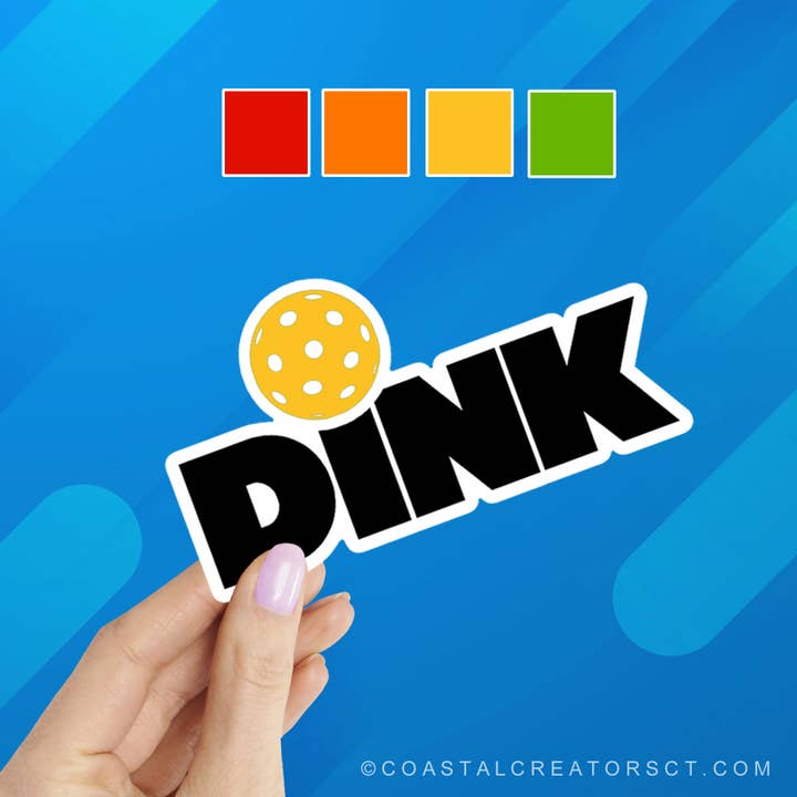 Pickleball Dink with Ball Diecut Laptop Water Bottle Sticker for wholesale by Coastal Creators of Connecticut