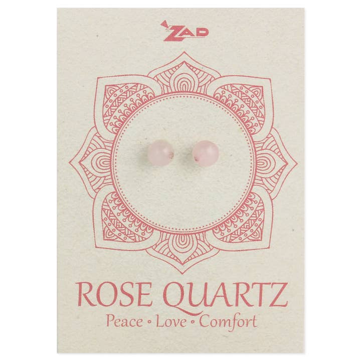 Rose Quartz Round Post Earring for wholesale by ZAD