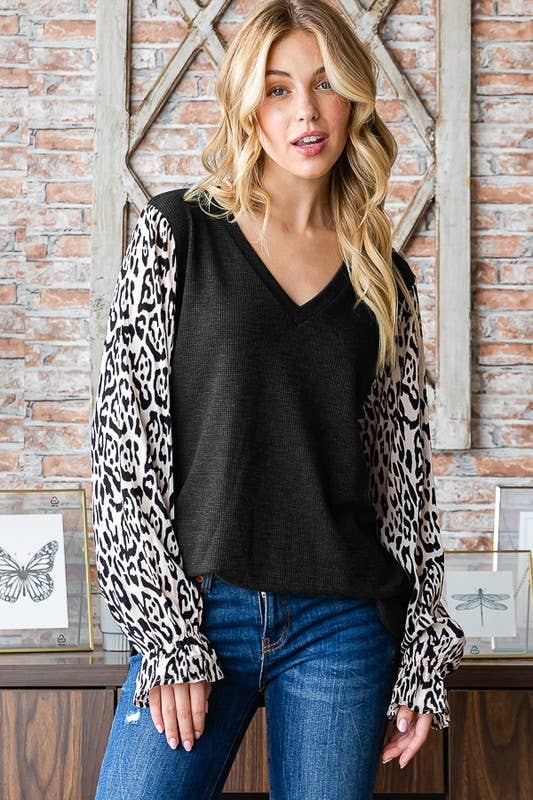 Sunday Morning - Wholesale Tuniek - Dames - T7173HE10-SOLIDE THERMISCHE EN DIERENPRINT LANGE MOUWEN TOP0