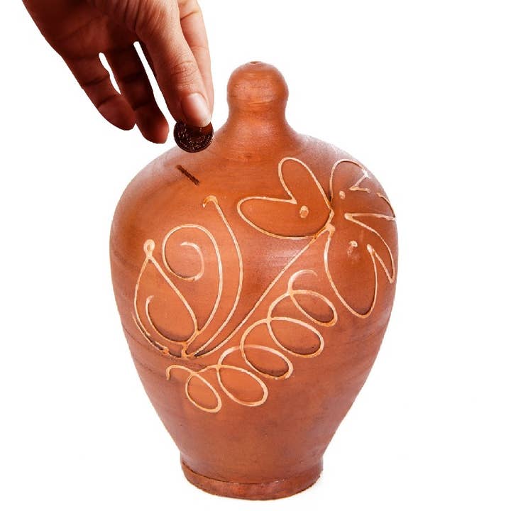 Hakan - Wholesale Money/Piggy Bank - Natural Clay Piggy Banks for Adults, Terracotta Coin Banks
