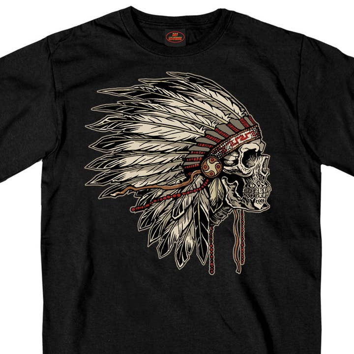 Camiseta negra para hombre Hot Leathers GMS1341 con estampado «Earth Tones Headress» para venta al por mayor de Hot Leathers