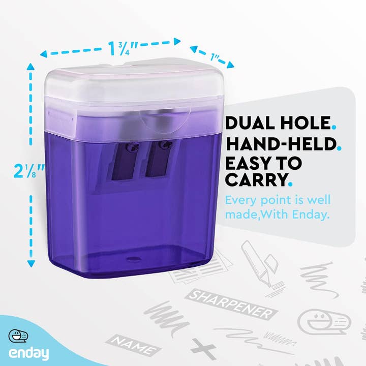 enday - Wholesale Pencil Sharpener - Dual Blade Sharpener W Lid & Receptacle3