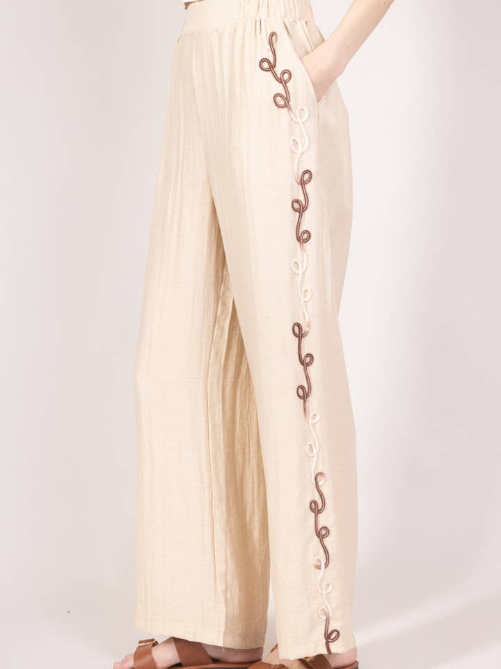 DIX-ONZE - Wholesale Pants - Women's - Embroidered Wide Pants2