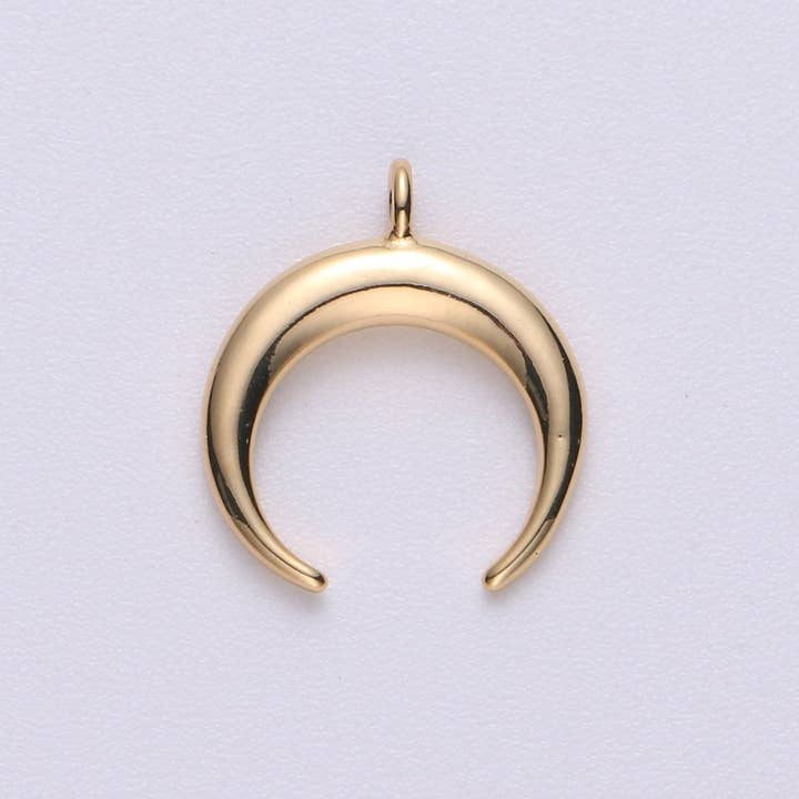 Dainty Crescent Moon Horn Charm 18k Gold Filled Upside Down Tusk Moon Pendant Bohemian Boho C Shape Curve Gold Moon Charm C-428 for wholesale by Aim Eternal