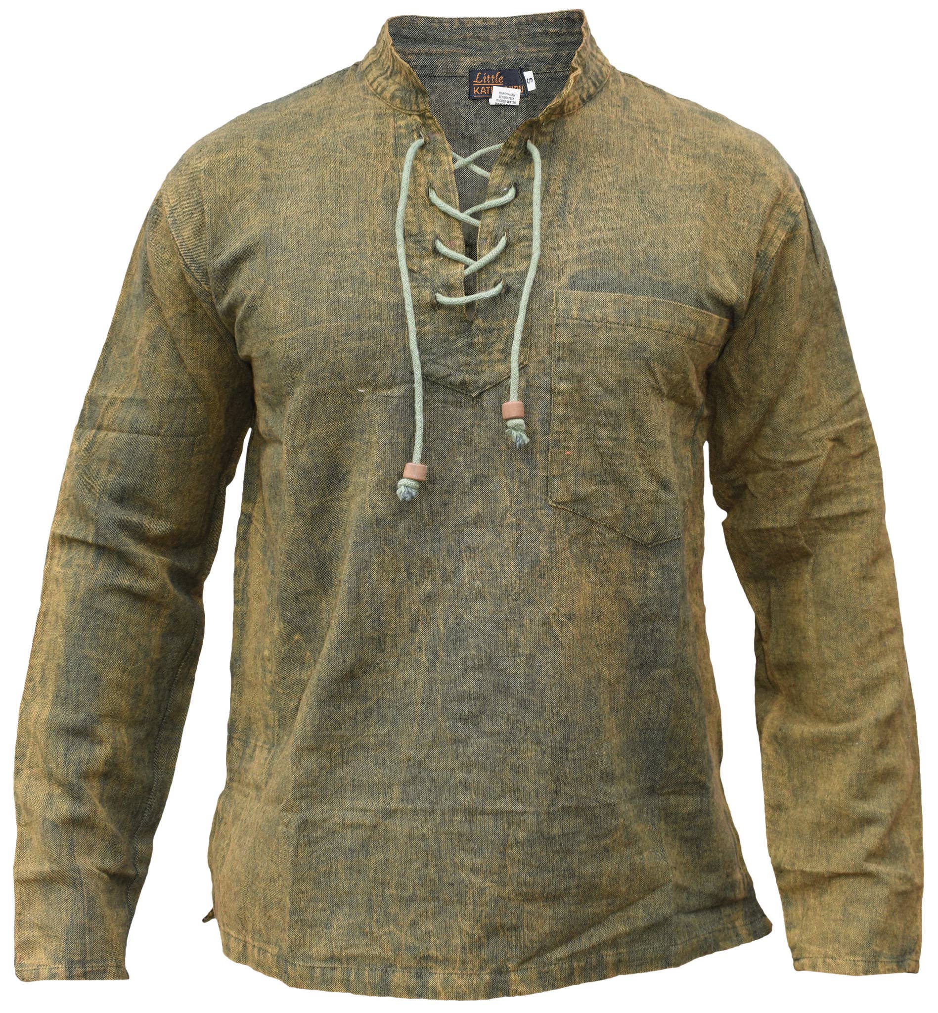 Gheri - Wholesale T-Shirt - Men's - Lace Up Hemp Cotton Viking Tunic Grandad Shirt4