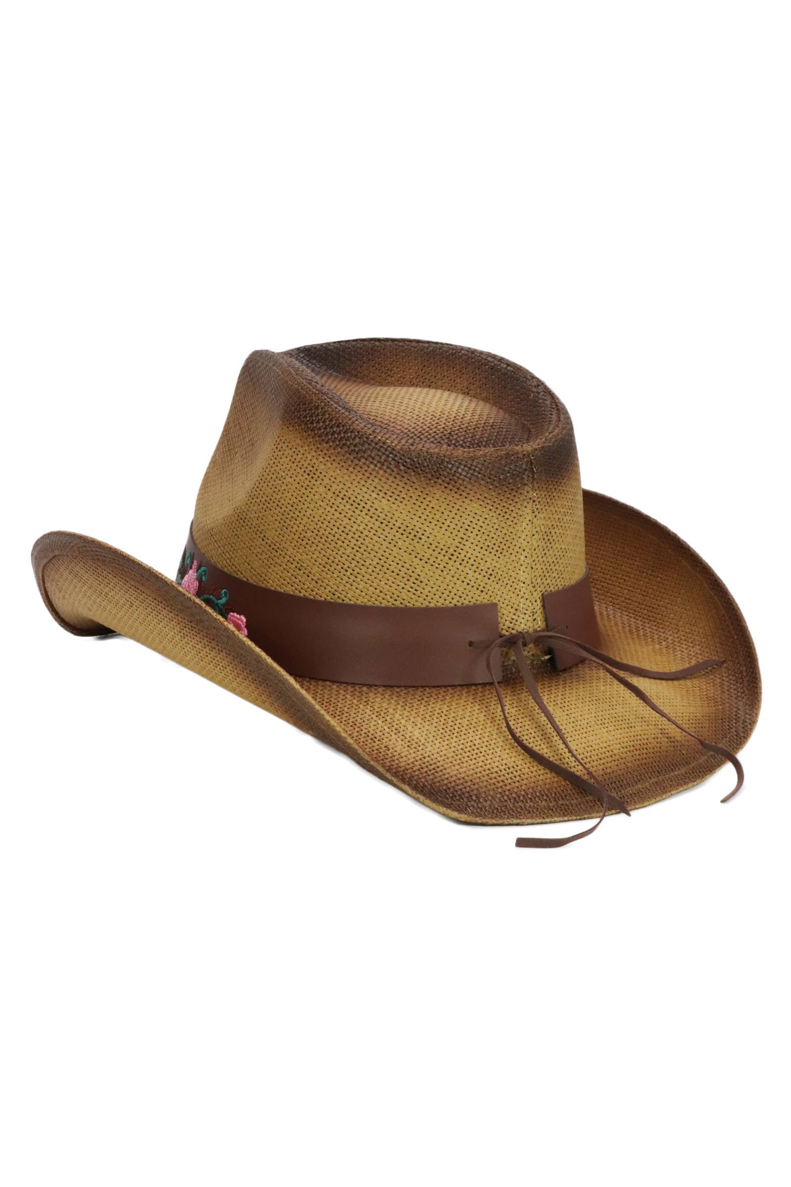Cap Zone – wholesale Cowboyhatt - Dam – Rosa Ros Concho Bälte Ombre Strå Cowboyhatt4