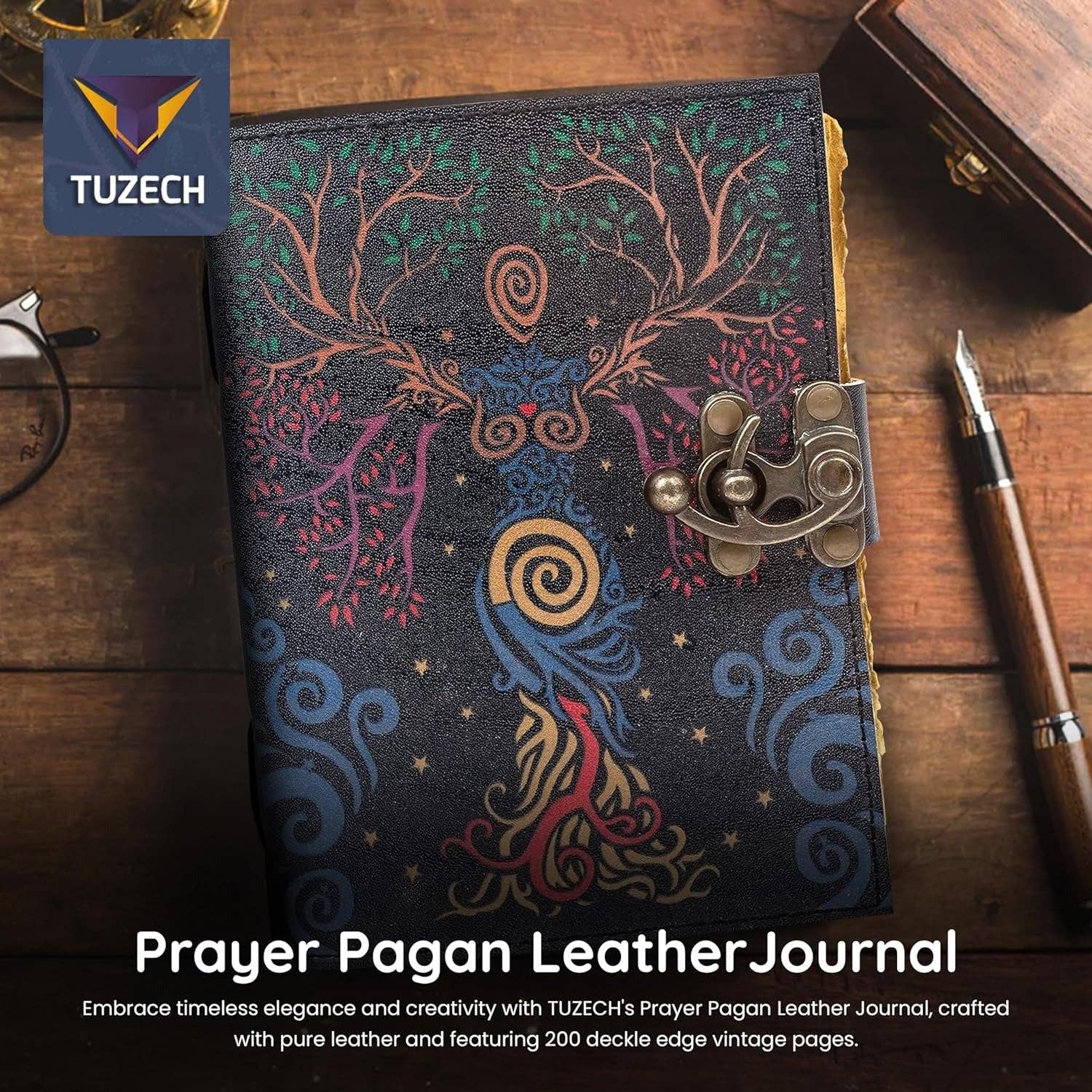 Tuzech Leather – wholesale Journal och dagbok – TUZECH läderklätt anteckningsbok med grimoirestil och ojämna kanter för män och kvinnor72