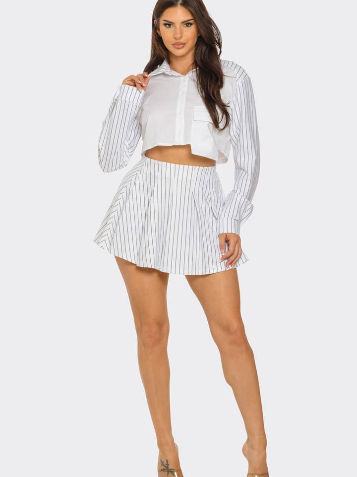 Julia by LoveJ - Wholesale Top & Skirt Set - Women's - Oversized Out Pocket Shirts Top And Skirt Set  3